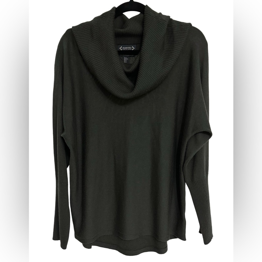 Nanette Lepore 100% Extra Fine Merino Wool Cowl Neck Sweater Dolman Sleeve XL